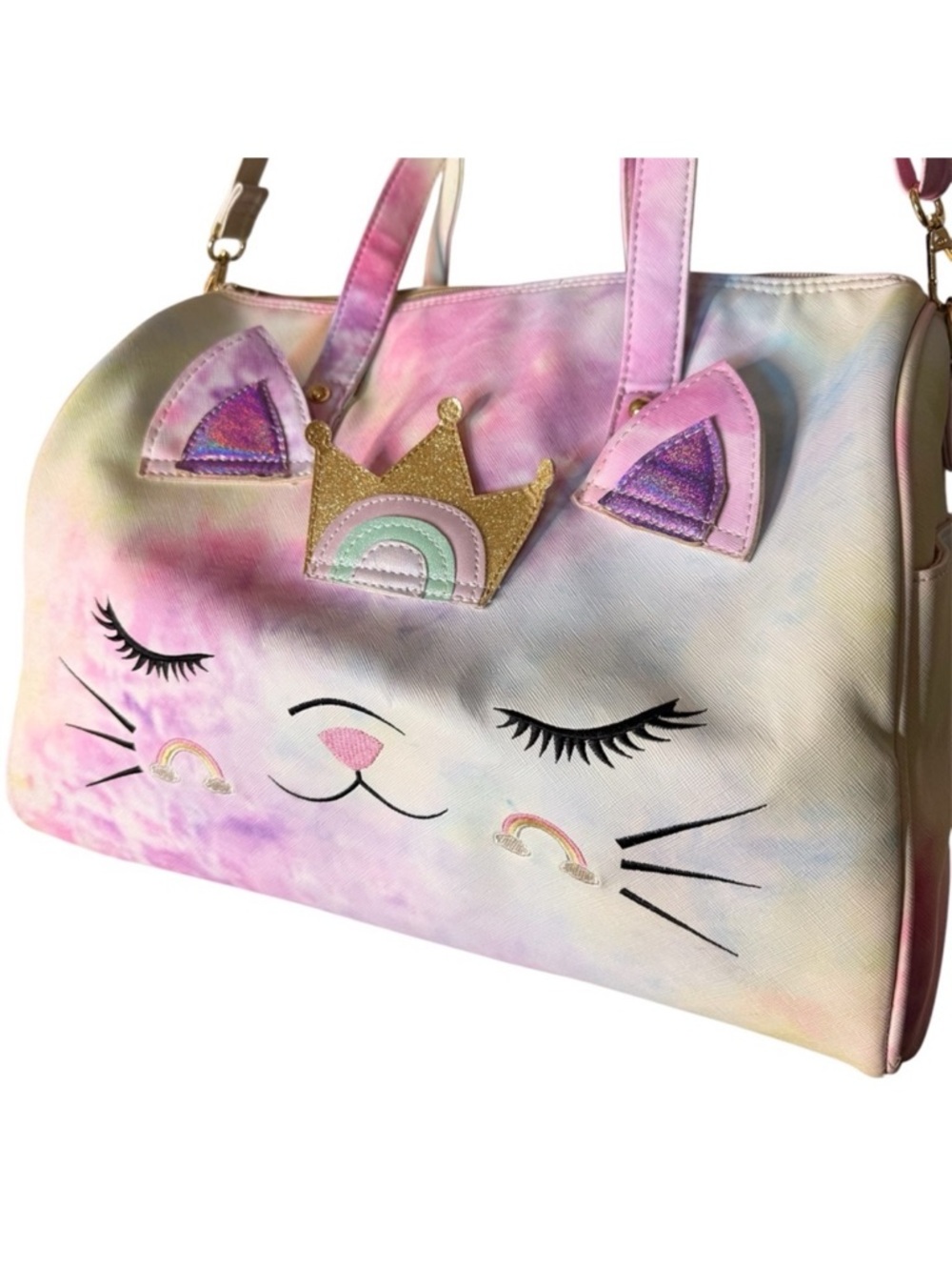 UNDER ONE SKY Rainbow Cat Weekend Overnight Bag Caticorn Kitty Princess School